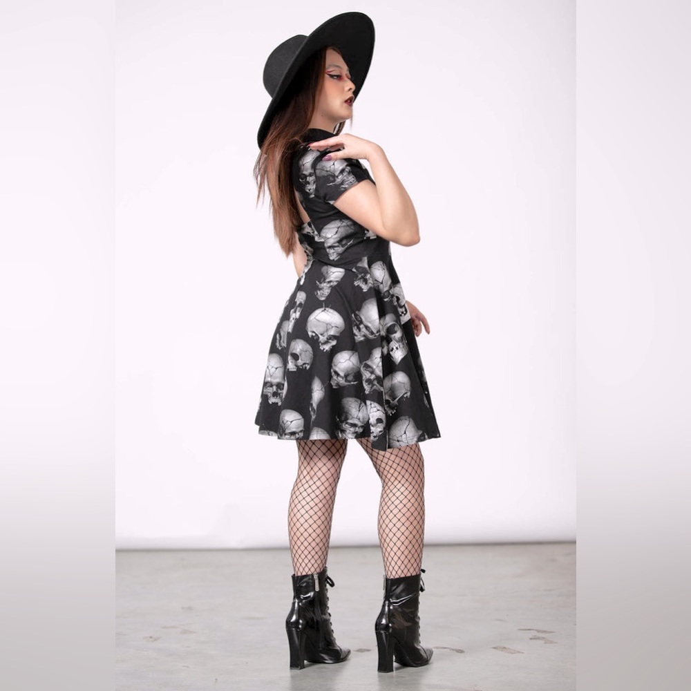 KILLSTAR collared headspin skater skull dress size Medium - Picture 2 of 3